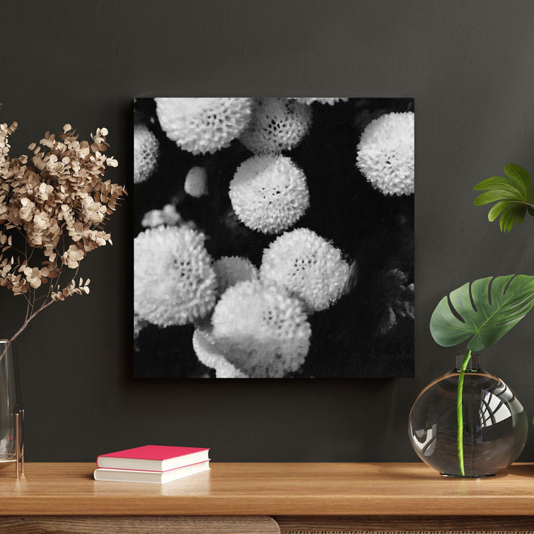 Red Barrel Studio® White Flowers In Black Background On Canvas Painting